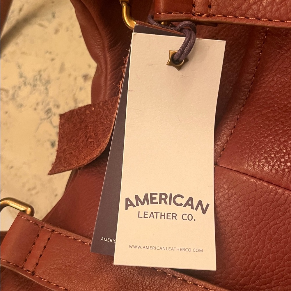 NWT American leather Co Leather Catalina convertible backpack Brown cognac Bag - Picture 7 of 16